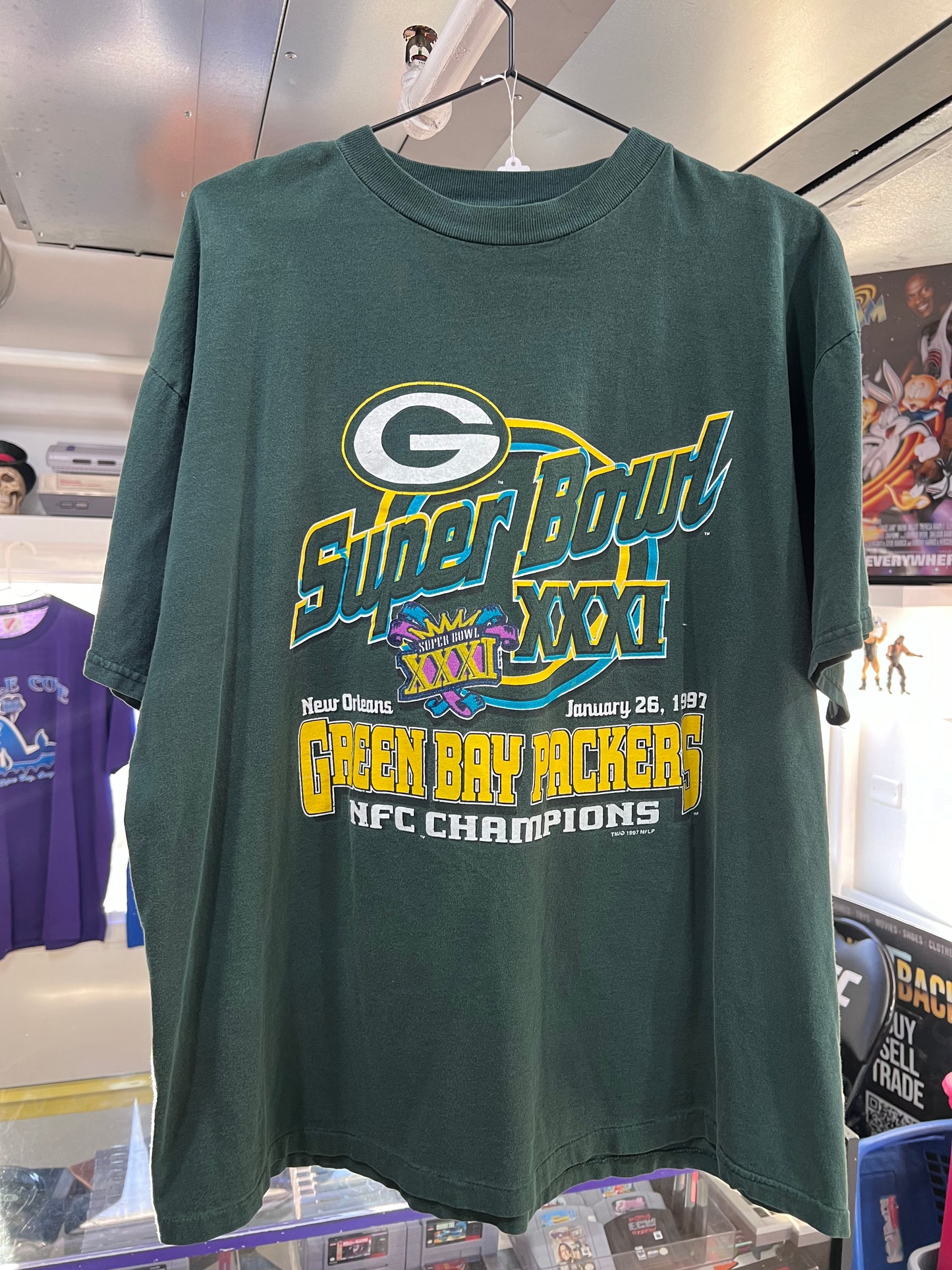 Camiseta del Super Bowl XXXI de los Green Bay Packers de 1997, talla XL