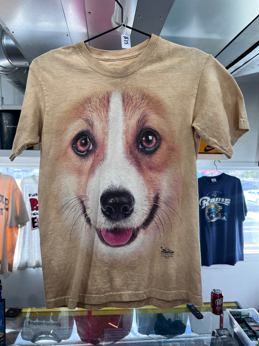 Camisa vintage con cara de perro de montaña, talla mediana