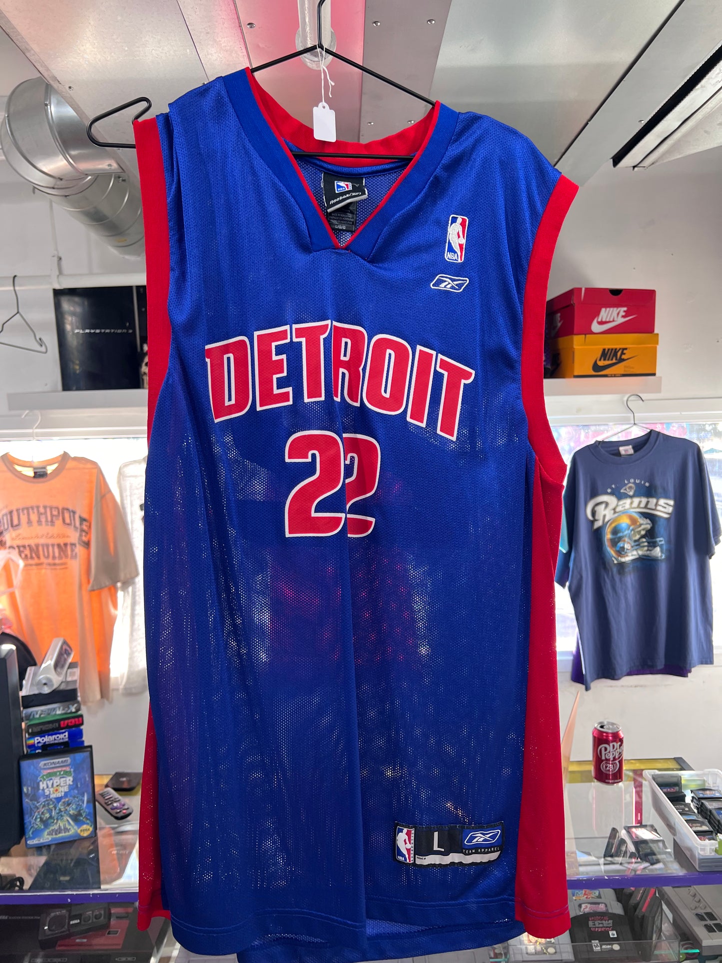 Camiseta vintage Prince de los Detroit Pistons de Reebok, de tamaño grande