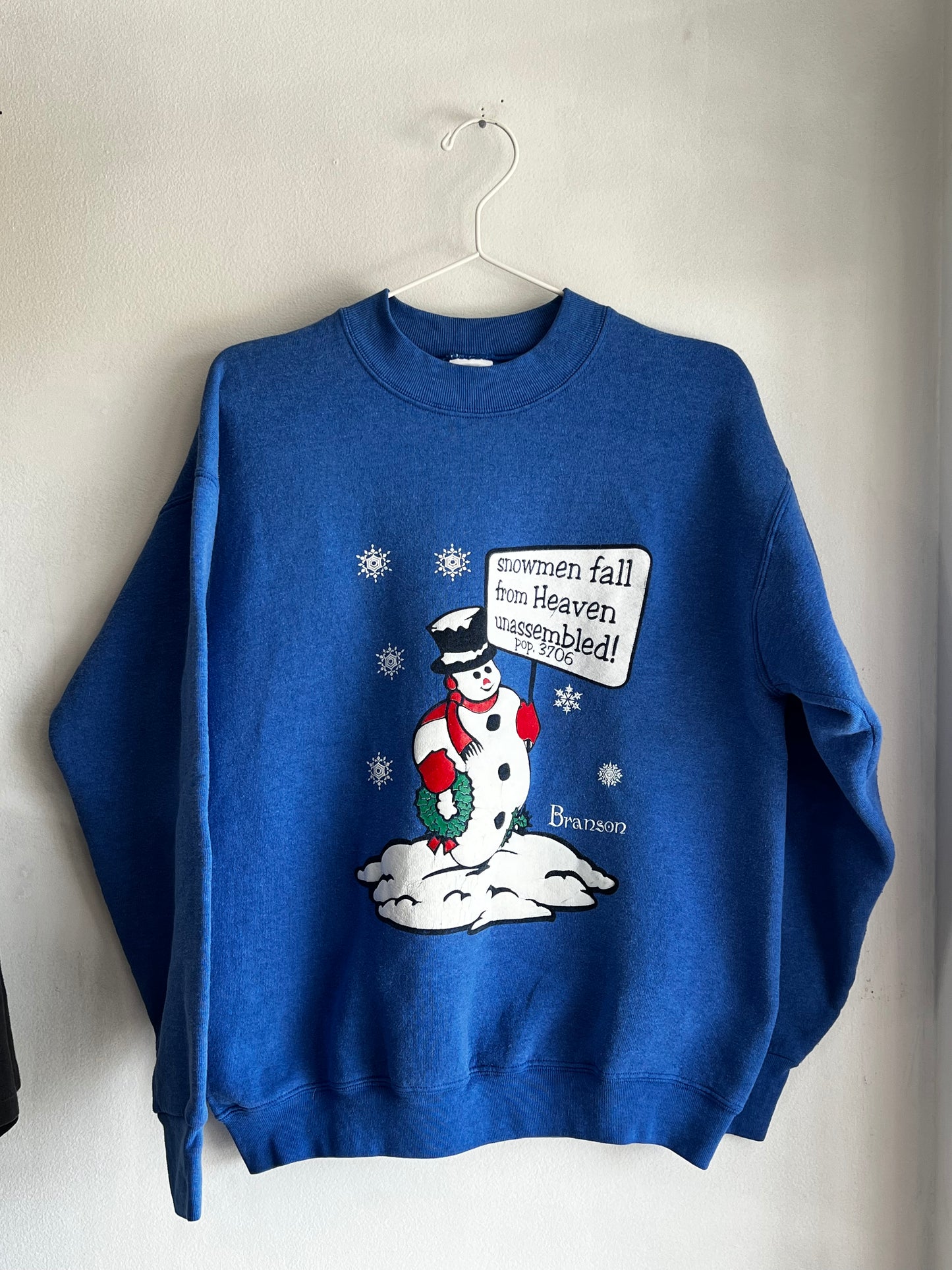 Vintage Snowman Fall From Heaven Sweater Medium