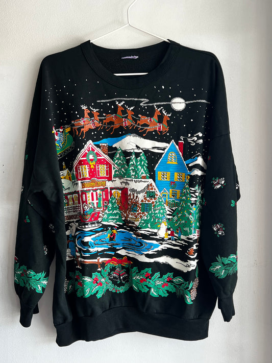 Vintage Christmas Country Store Sweater Large