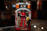 AEW Nick Jackson As Ken Street Fighter limited edition action figure with blonde hair, white gi, and red headband