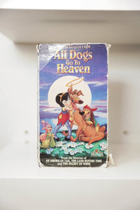 VHS All Dogs Go to Heaven Charlie halo Anne-Marie girl Itchy red cap moon purple sky All Dogs Go To Heaven gold text Don Bluth MGM UA