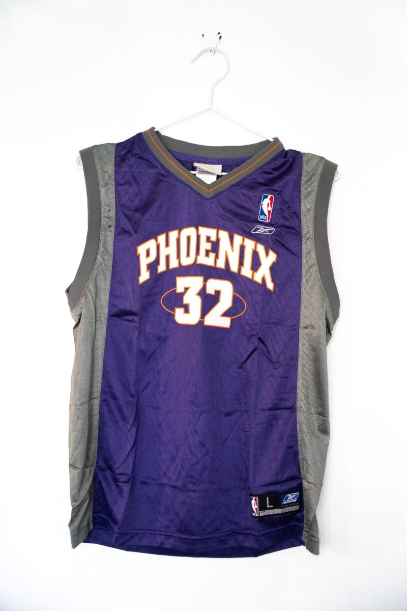 Purple Amare Stoudemire Phoenix Suns PHOENIX number 32 Reebok jersey with white lettering orange trim and gray side panels Youth Large
