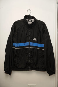 Black Apex windbreaker jacket blue stripe white piping Apex mountain logo full zip nylon mesh lining XL
