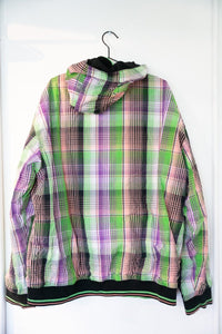 Coogi reversible plaid zip windbreaker jacket in size 4XL, Y2K era, showing interior lining and construction details