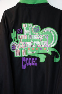 Coogi reversible logo plaid hoodie zip windbreaker jacket in size 4XL with Y2K era styling, shown from back view displaying plaid pattern and brand details