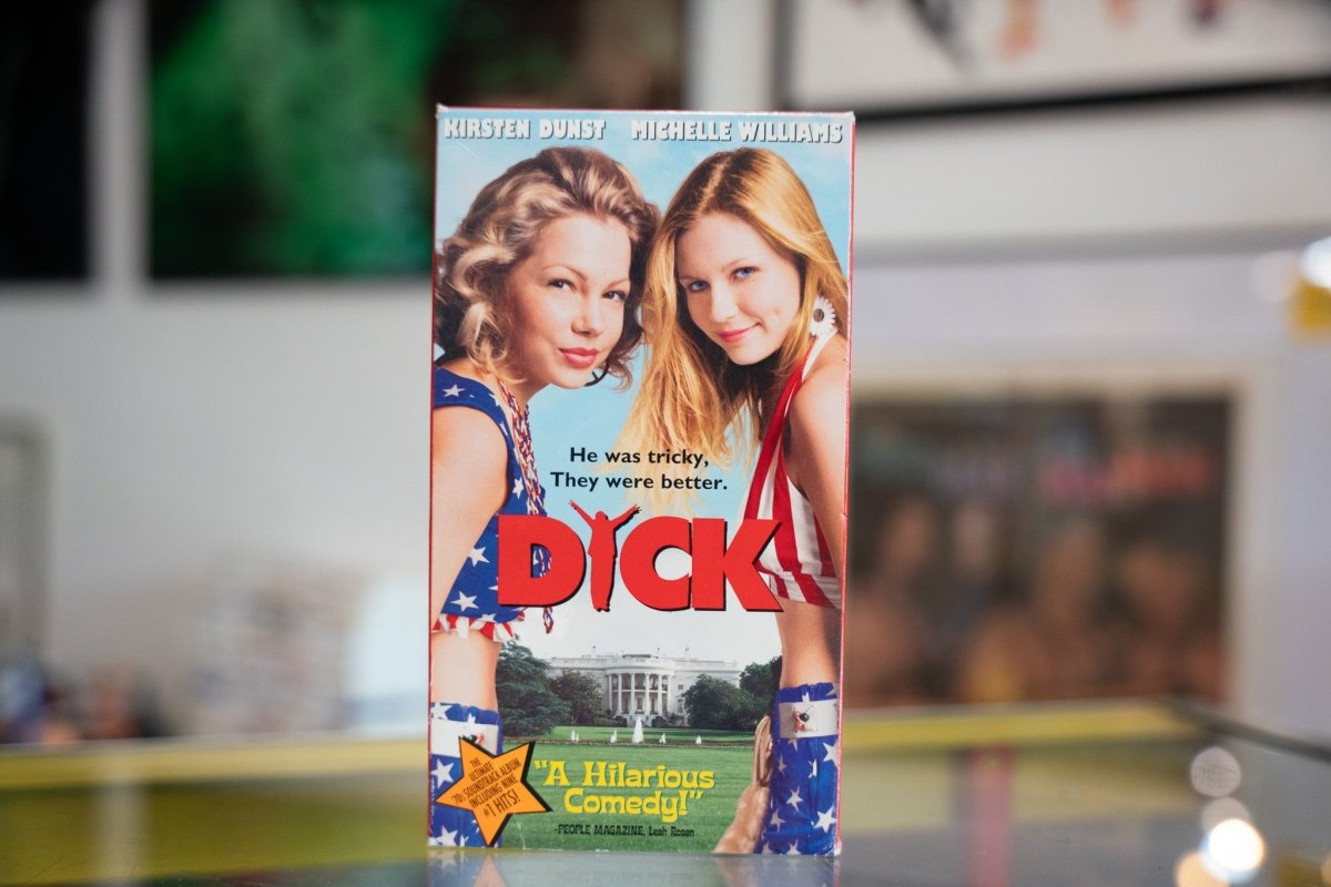 Columbia Pictures Dick VHS case, 1999 comedy film showing cover artwork with title and promotional imagery on front