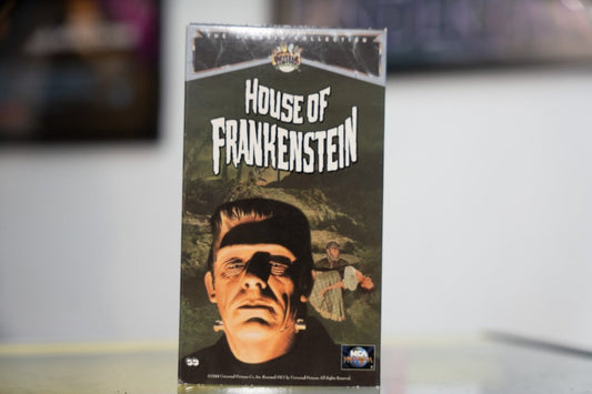 House of Frankenstein VHS Universal Classic Collection with green-toned close-up of Frankenstein Monster face white horror title lettering and MCA Universal logo