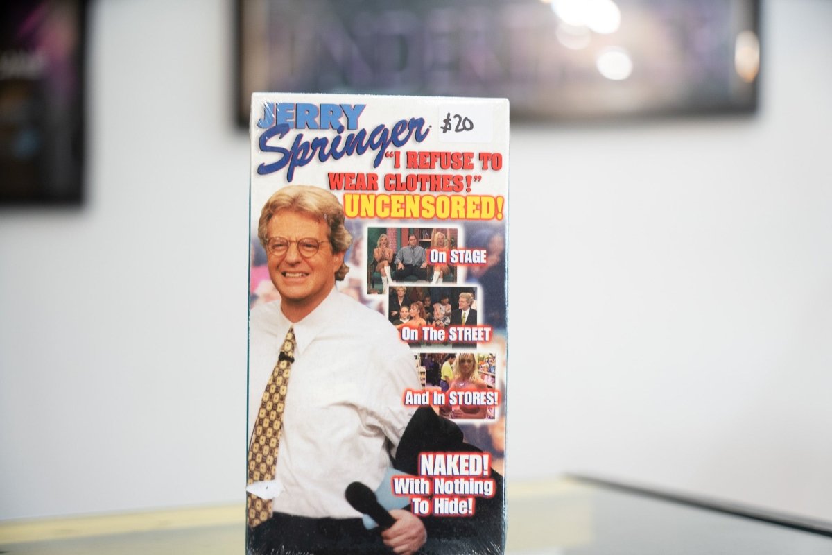 Sealed Jerry Springer I Refuse To Wear Clothes Uncensored VHS with Springer photo microphone scene photos and NAKED With Nothing To Hide tagline