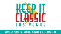 Keep It Classic Las Vegas digital gift card with teal and red logo gold lightning bolt Vintage Clothes Games Movies and Collectables tagline