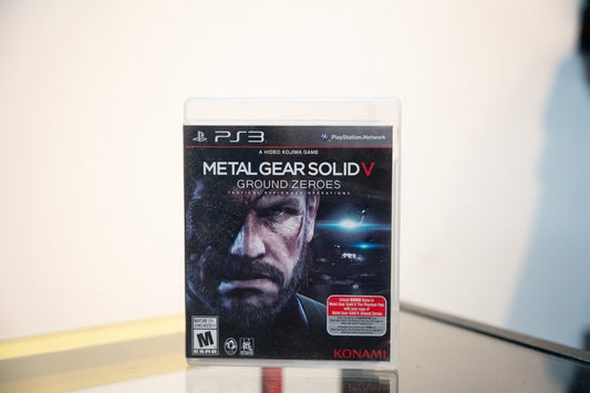 PlayStation 3 Metal Gear Solid V Ground Zeroes PS3 case Big Boss close-up scarred face military base METAL GEAR SOLID V text Konami Mature