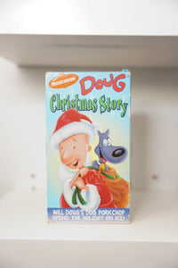 VHS Nickelodeon Doug Christmas Story Doug Santa suit Porkchop sack snowflakes NICKELODEON DOUG Christmas Story text Porkchop Holiday on Ice