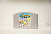 Nintendo 64 Cruis'n World gray cartridge world landmarks Eiffel Tower Big Ben Sphinx race car Cruis'n WORLD text Nintendo Everyone
