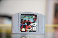 Nintendo Star Fox 64 game cartridge with blue label and black casing, 1997 release for N64 console