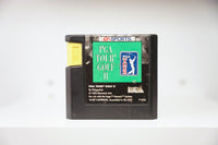 Sega Genesis PGA Tour Golf II black cartridge yellow tab green label PGA Tour logo golfer silhouette EA Sports 1992 Electronic Arts