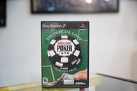 PlayStation 2 World Series of Poker case with green felt background black white poker chip logo pocket aces and Activision branding