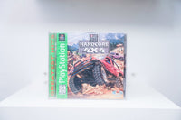 PlayStation TNN Motor Sports Hardcore 4x4 Greatest Hits green label case with red off-road truck on rocky terrain, ASC Games logo