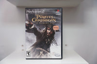 PS2 Pirates of the Caribbean At World's End case with Captain Jack Sparrow arms outstretched with sword, Disney logo, Rasputin's $9.95 sticker