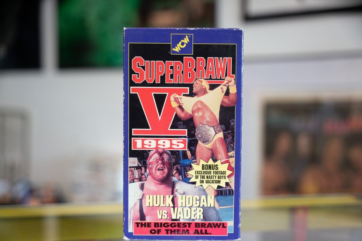 WCW SuperBrawl V 1995 VHS tape featuring Hulk Hogan versus Vader wrestling match in original factory packaging