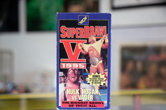 WCW SuperBrawl V 1995 VHS tape featuring Hulk Hogan versus Vader wrestling match in original factory packaging