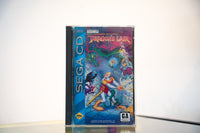 Sega CD Dragon's Lair game complete in tall case blue spine Don Bluth animated art Dirk the Daring knight dragon Princess Daphne dungeon GA rating