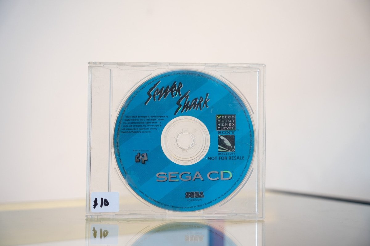 Sega CD Sewer Shark disc only blue striped disc in jewel case Sewer Shark script text SEGA CD Digital Pictures Not for Resale Sony Imagesoft