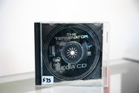 Sega CD The Terminator disc only dark disc in jewel case silver THE TERMINATOR text Arnold Schwarzenegger image Virgin Games Sega CD logo