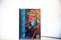Sega CD AH-3 Thunderstrike game complete in tall case blue spine attack helicopter missiles explosive background gold THUNDERSTRIKE text JVC GA rating