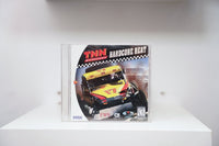 Sega Dreamcast TNN Motorsports Hardcore Heat jewel case with yellow off-road racing buggy in dirt, checkered flag banner, Sega and ASC logos
