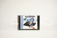 Sega Genesis Mega Drive Collection black cartridge Sonic Hedgehog standing on Mega Drive console MEGA DRIVE COLLECTION text MD logo Sega blue background