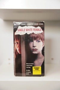 VHS Single White Female Bridget Fonda Jennifer Jason Leigh split door SINGLE WHITE FEMALE newspaper text roommate tagline Previously Viewed