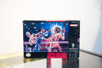 SNES Best of the Best Championship Karate box with painted artwork of two fighters kickboxing in arena, Electro Brain logo
