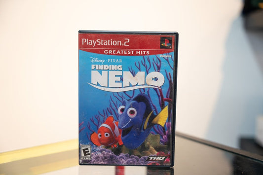 PlayStation 2 Finding Nemo red Greatest Hits case Nemo Dory coral reef blue ocean FINDING NEMO white text Disney Pixar THQ Everyone