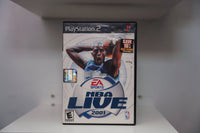 PS2 NBA Live 2001 CIB case Kevin Garnett Timberwolves blue jersey EA Sports NBA LIVE logo 2001 gold text Everyone