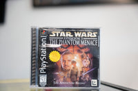 PlayStation Star Wars Episode I The Phantom Menace black label jewel case with Qui-Gon Anakin Amidala Darth Maul gold title Duel of Fates bonus sticker