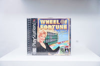 PS1 Wheel of Fortune CIB jewel case Vanna White black dress letter board wheel WHEEL OF FORTUNE gold text Now You're in the Game Hasbro Everyone