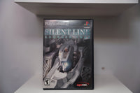 PS2 Silent Line Armored Core CIB case gray white mech low angle industrial SILENT LINE blue text ARMORED CORE silver text Agetec Teen