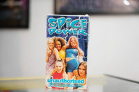VHS vendor Spice Power Unauthorised VHS tape with black clamshell case featuring bold yellow and red text on spine and cover