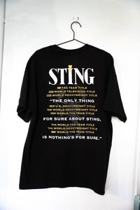 WCW Sting The Icon Spark and Enjoy T-Shirt XL, black cotton tee with wrestler graphics and yellow text on front