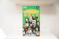 Super Famicom Super Mahjong Taikai CIB green box hand-drawn historical characters crowd KOEI logo SUPER Mahjong Taikai gold kanji Nintendo