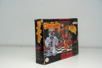 Nintendo Super Nintendo Clay Fighter game cartridge and box, 1993 fighting game with clay animation art style visible on packaging