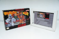 Nintendo Super Nintendo Clay Fighter video game cartridge and box displayed from front angle, 1993 release