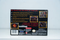 Nintendo Super Nintendo Mortal Kombat 3 complete in box, showing game case and manual from 1990s era