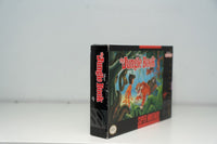 Nintendo The Jungle Book Super Nintendo game box, complete in box with colorful artwork showing animated jungle characters and animals on the front cover