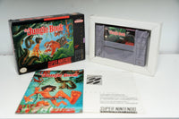 Nintendo Super Nintendo The Jungle Book complete in box, game cartridge and manual visible, 1990s era