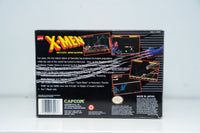 Nintendo Super Nintendo X-Men Mutant Apocalypse complete in box, showing cartridge and game case packaging from 1990s era