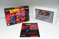 Nintendo Super Nintendo X-Men Mutant Apocalypse complete in box, showing game cartridge with artwork and original packaging from 1990s