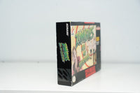 Nintendo Super Nintendo Zombies at My Neighbors complete in box, 1990s video game with original packaging and cartridge visible