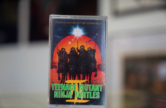 Teenage Mutant Ninja Turtles III motion picture soundtrack cassette tape with samurai horseback artwork in clear case
